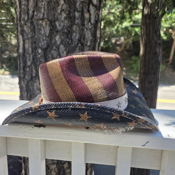 Patriotic American Flag Straw Country Cowboy Hat - Picture 3 of 6